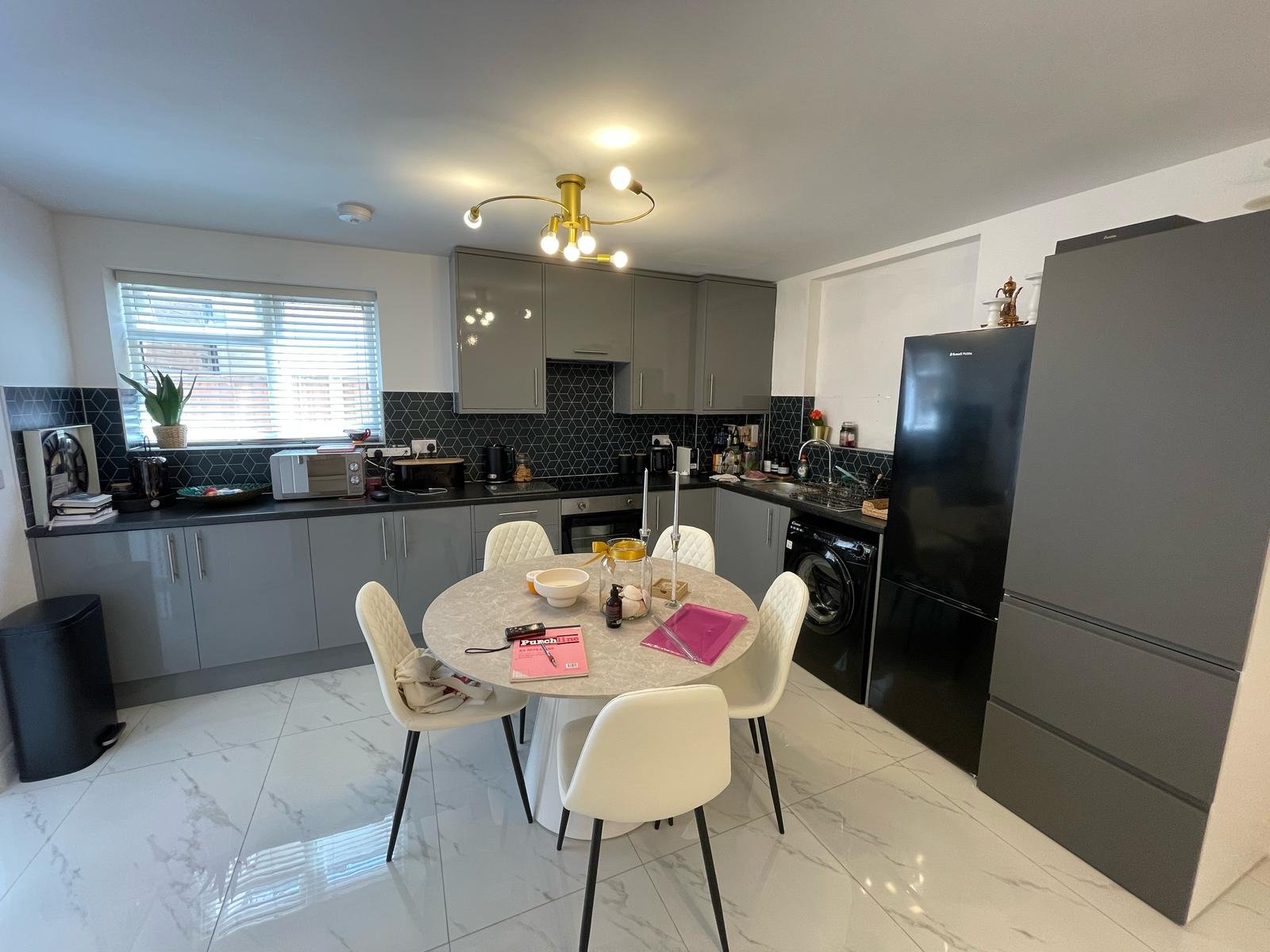 New kitchen and dining area after refurbishment